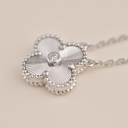 [LuckyStar]CLOVER 15MM DIAMANT LASER HALSKETTE SILBER