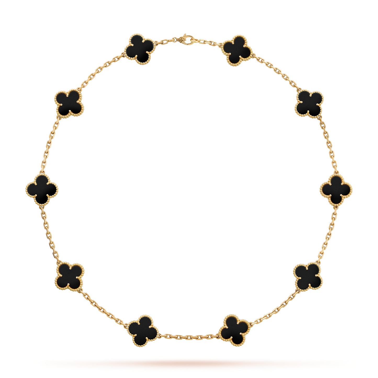 [LuckyStar]CLOVER 10 MOTIFS ONYX NECKLACE