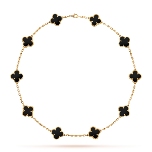 [LuckyStar]CLOVER 10 MOTIFS ONYX NECKLACE