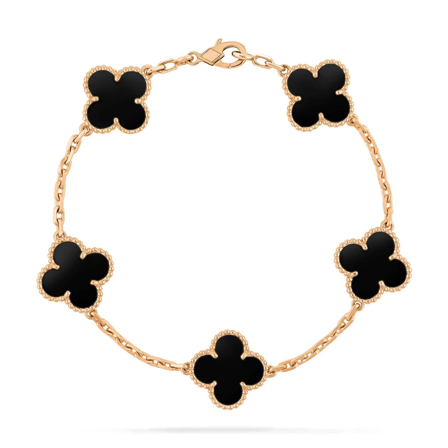 [LuckyStar]CLOVER 5 MOTIVE SCHWARZER ONYX ARMBAND 