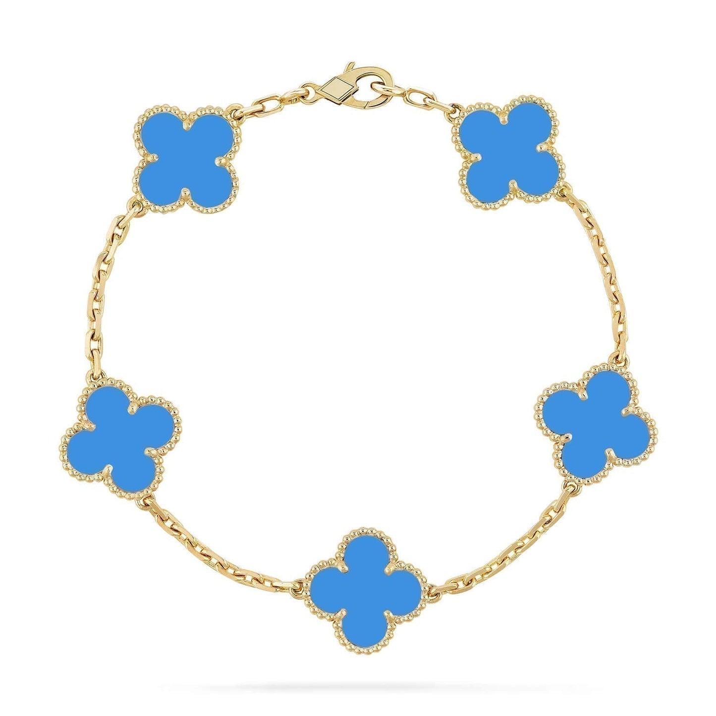 [LuckyStar]CLOVER 5 MOTIVE BLAUER ACHATARMBAND