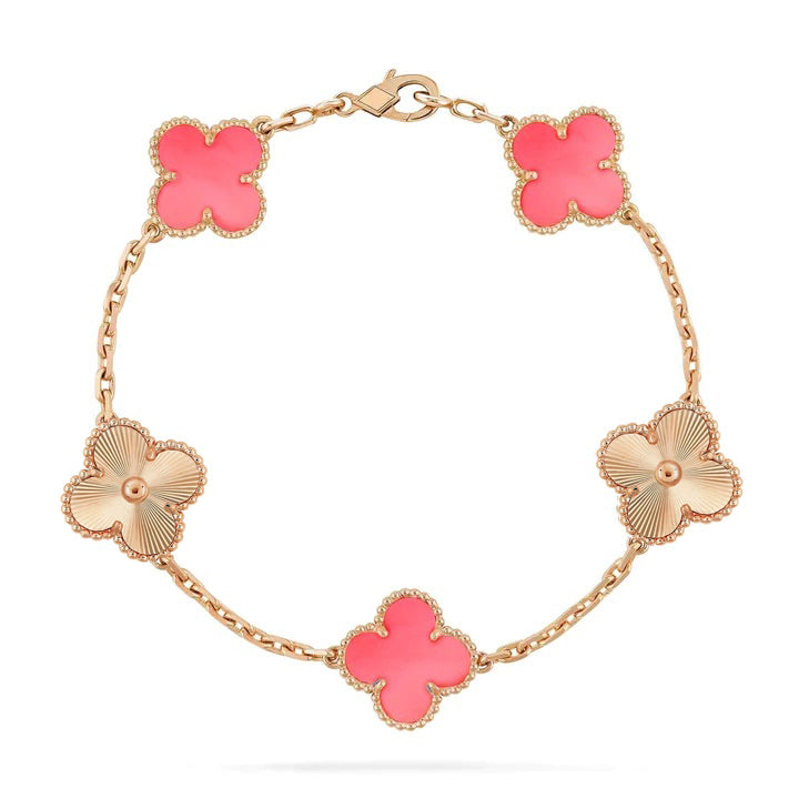 [LuckyStar]KLEE-ARMBAND MIT 5 MOTIV ROSA UND ROTGOLD