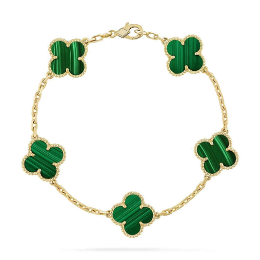 [LuckyStar]CLOVER 5 MOTIVE MALACHIT ARMBAND 