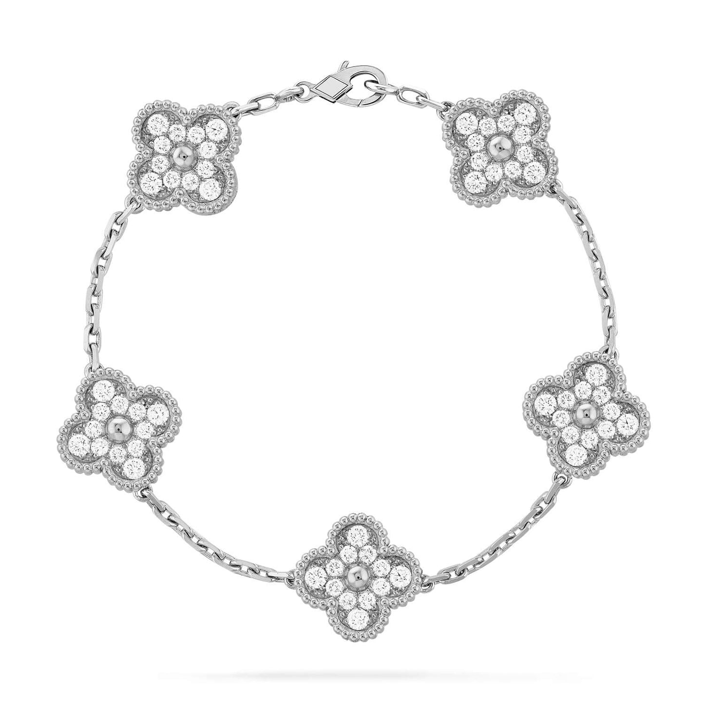 [LuckyStar]CLOVER 5 MOTIVE DIAMANTARMBAND SILBER