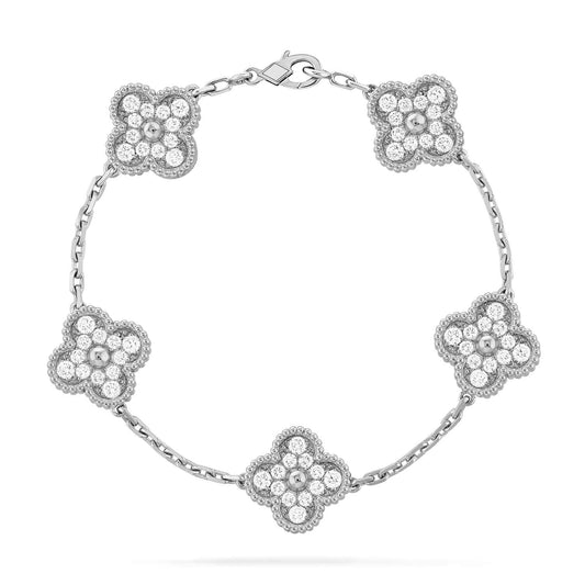 [LuckyStar]CLOVER 5 MOTIVE DIAMANTARMBAND SILBER