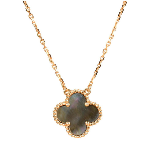 [LuckyStar]CLOVER 15MM GRAU PERLMUTT HALSKETTE