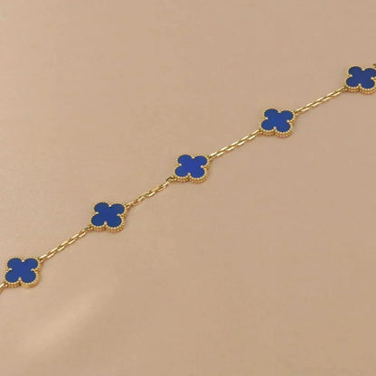 [LuckyStar]CLOVER 5 MOTIVE BLAUER ACHATARMBAND