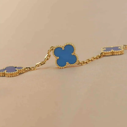 [LuckyStar]CLOVER 5 MOTIVE BLAUER ACHATARMBAND