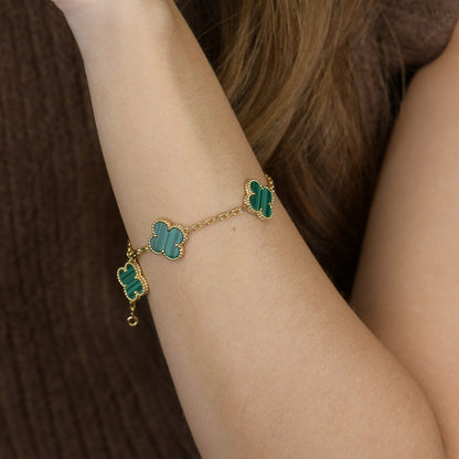 [LuckyStar]CLOVER 5 MOTIVE MALACHIT ARMBAND 