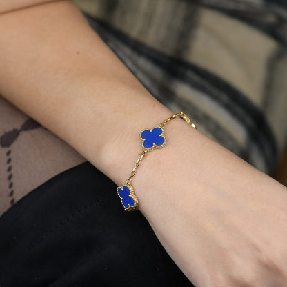 [LuckyStar]CLOVER 5 MOTIVE BLAUER ACHATARMBAND