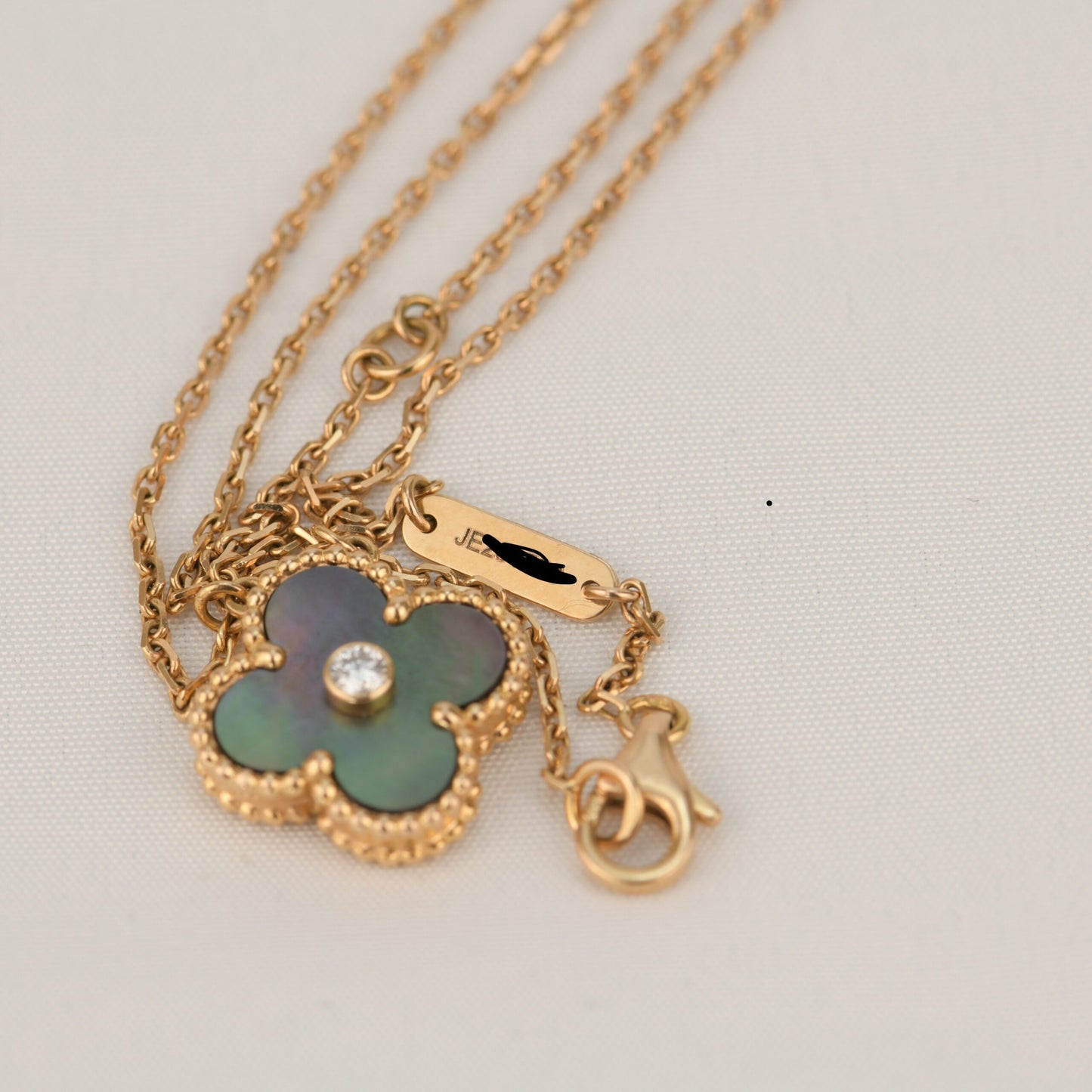 [LuckyStar]CLOVER 15MM DIAMANT- UND GRAUMUTTER-HALSKETTE