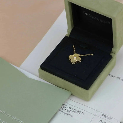 [LuckyStar]CLOVER 15MM DIAMANT GOLD PERLMUTT HALSKETTE
