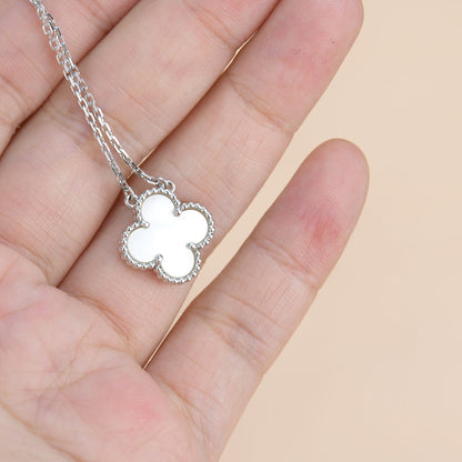 [LuckyStar]CLOVER 15MM WEISS PERLMUTT SILBER