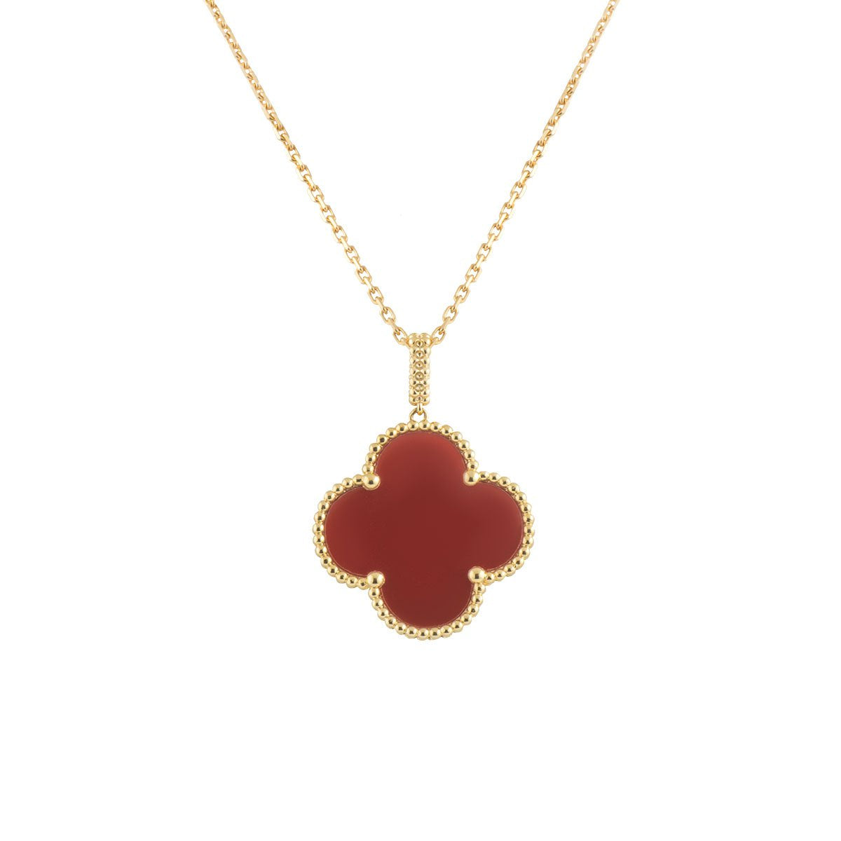 [LuckyStar]CLOVER 25MM HALSKETTE GOLD KARNEOL