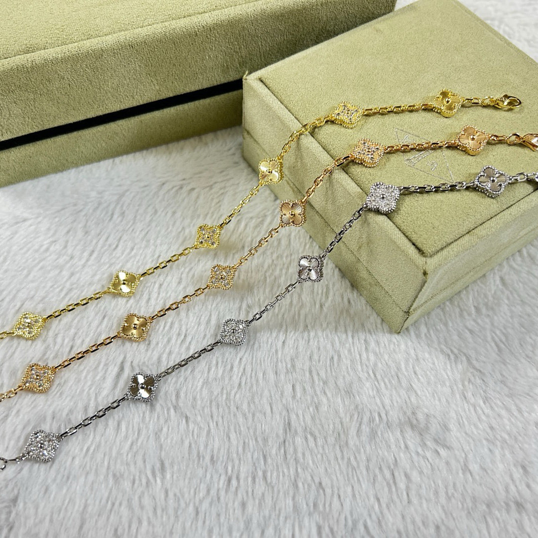 [LuckyStar]CLOVER 6 MOTIF DIAMOND LASER BRACELET