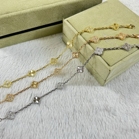 [LuckyStar]CLOVER 6 MOTIF DIAMOND LASER BRACELET