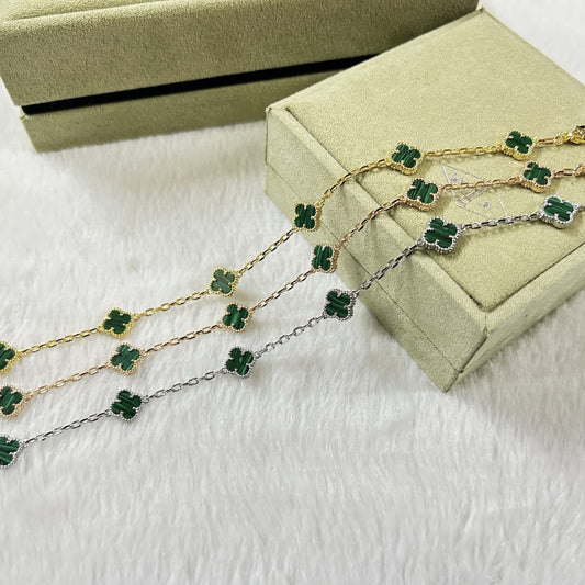 [LuckyStar]CLOVER 6 MOTIF MALACHITE BRACELET