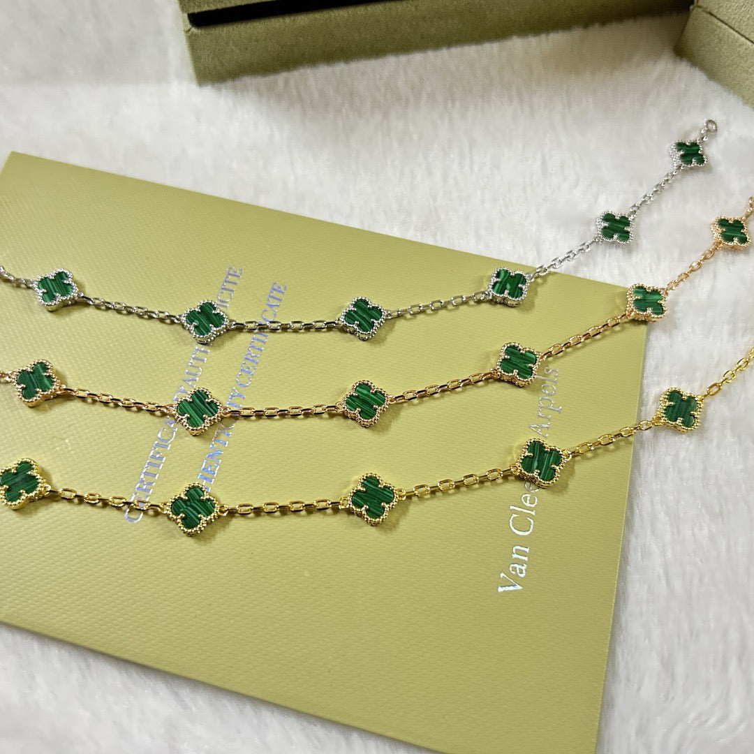 [LuckyStar]CLOVER 6 MOTIF MALACHITE BRACELET