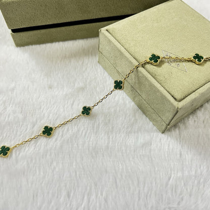 [LuckyStar]CLOVER 6 MOTIF MALACHITE BRACELET
