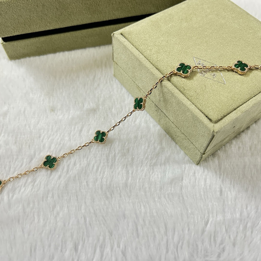 [LuckyStar]CLOVER 6 MOTIF MALACHITE BRACELET