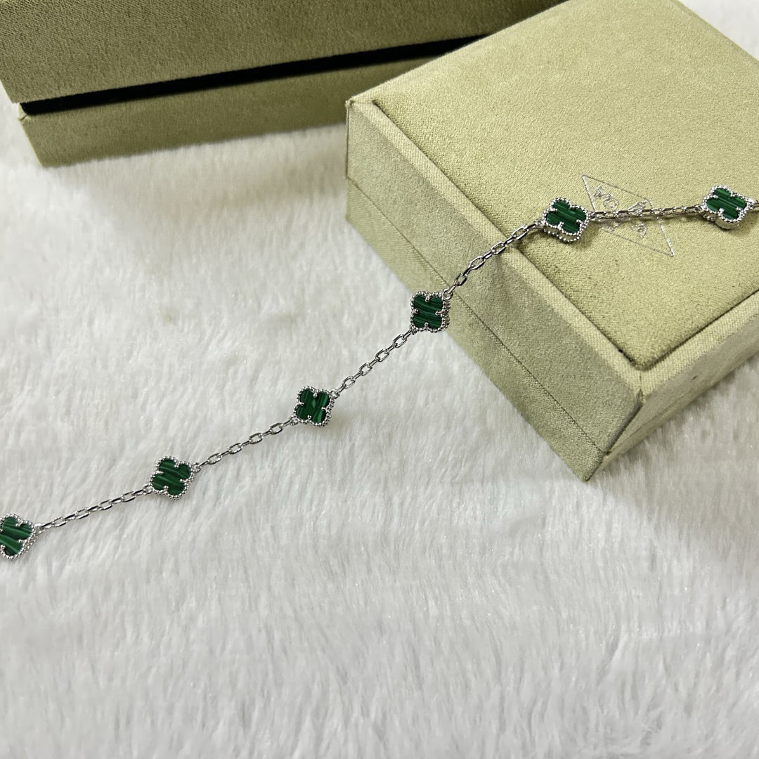 [LuckyStar]CLOVER 6 MOTIF MALACHITE BRACELET