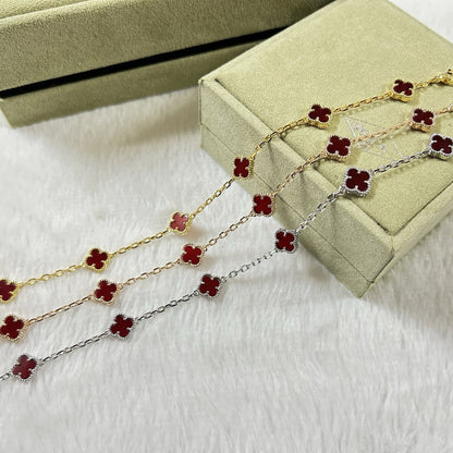 [LuckyStar]CLOVER 6 MOTIF RED AGATE BRACELET