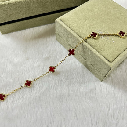 [LuckyStar]CLOVER 6 MOTIF RED AGATE BRACELET