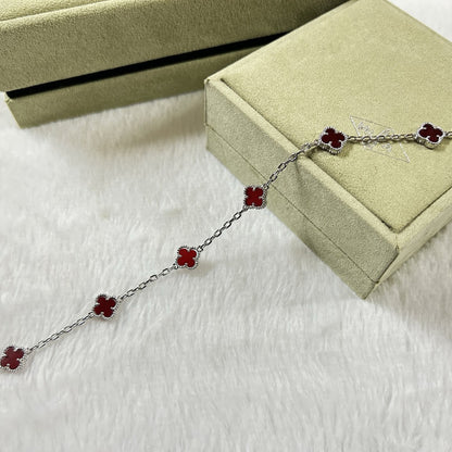 [LuckyStar]CLOVER 6 MOTIF RED AGATE BRACELET