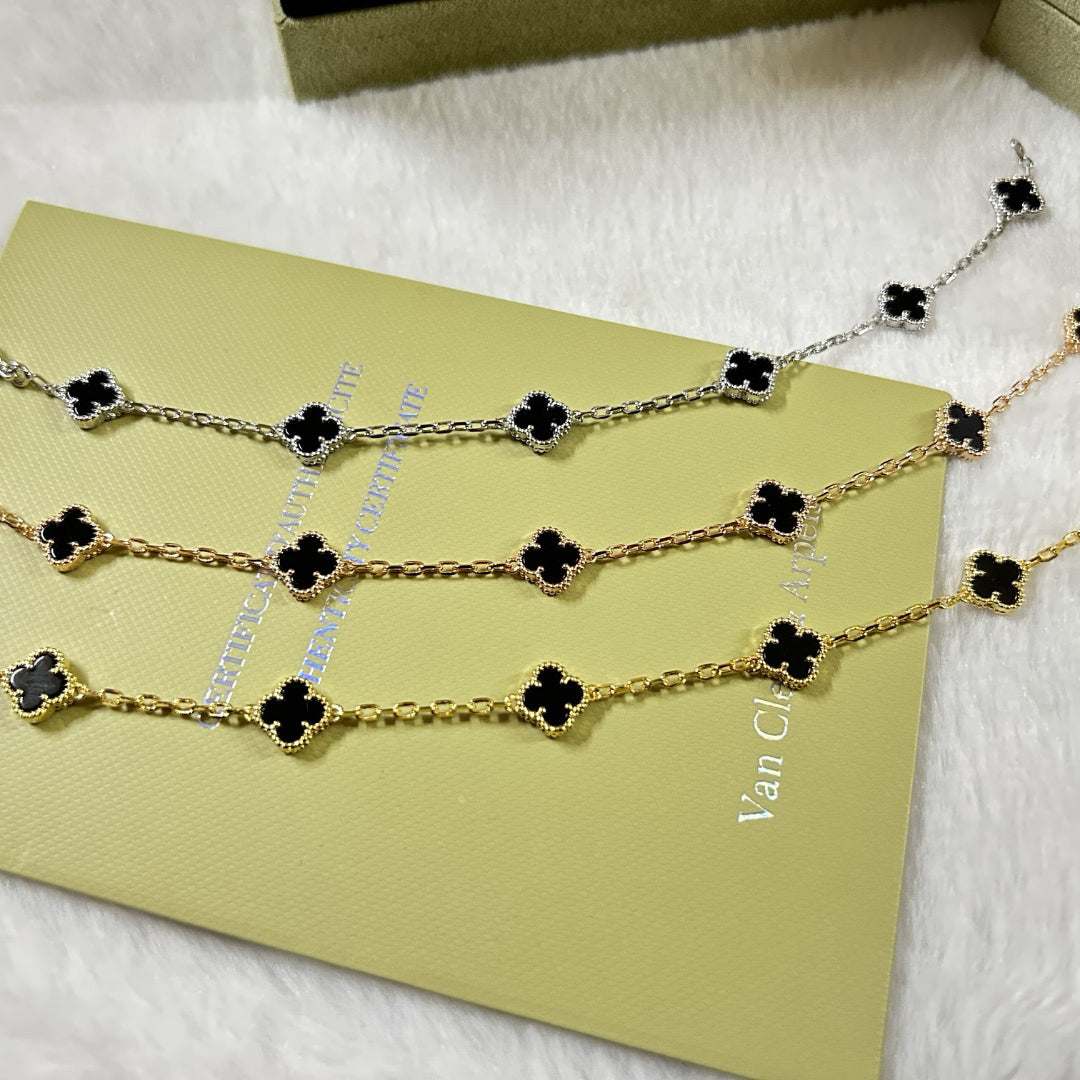 [LuckyStar]CLOVER 6 MOTIF  ONYXS BRACELET