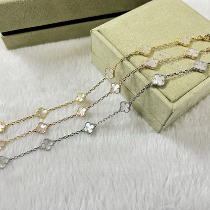 [LuckyStar]CLOVER 6 MOTIF WHITE MOP BRACELET