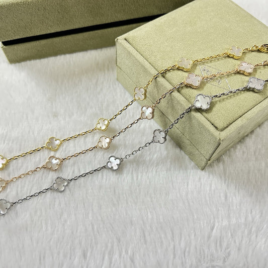 [LuckyStar]CLOVER 6 MOTIF WHITE MOP BRACELET