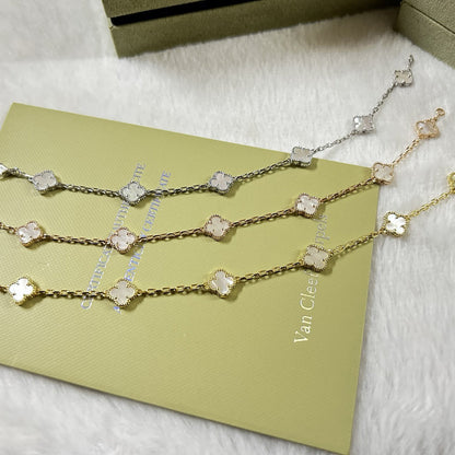 [LuckyStar]CLOVER 6 MOTIF WHITE MOP BRACELET
