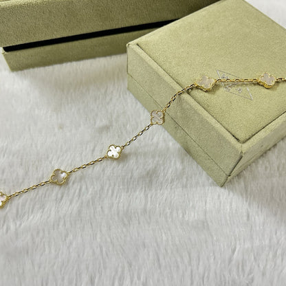 [LuckyStar]CLOVER 6 MOTIF WHITE MOP BRACELET
