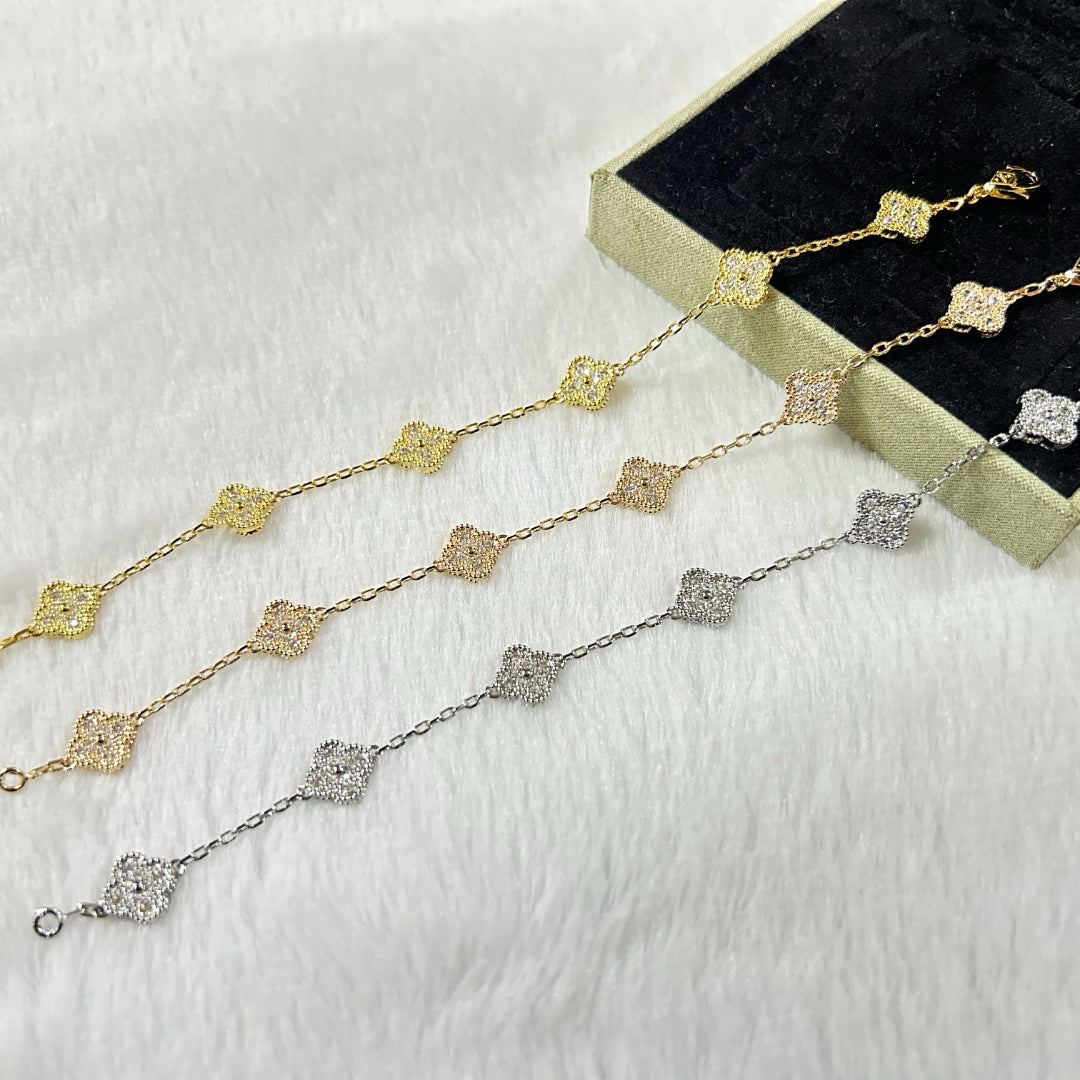 [LuckyStar]CLOVER 6 MOTIF DIAMOND BRACELET