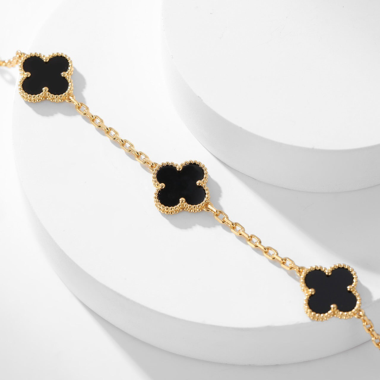[LuckyStar]CLOVER 10 MOTIFS ONYX NECKLACE