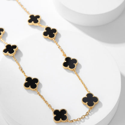 [LuckyStar]CLOVER 10 MOTIFS ONYX NECKLACE