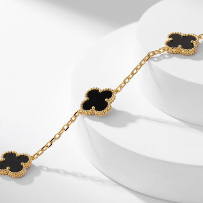 [LuckyStar]CLOVER 10 MOTIFS ONYX NECKLACE