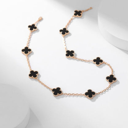 [LuckyStar]CLOVER 10 MOTIFS ONYX NECKLACE