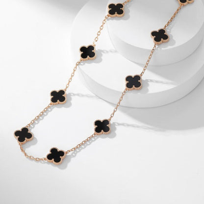 [LuckyStar]CLOVER 10 MOTIFS ONYX NECKLACE