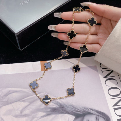 [LuckyStar]CLOVER 10 MOTIFS ONYX NECKLACE