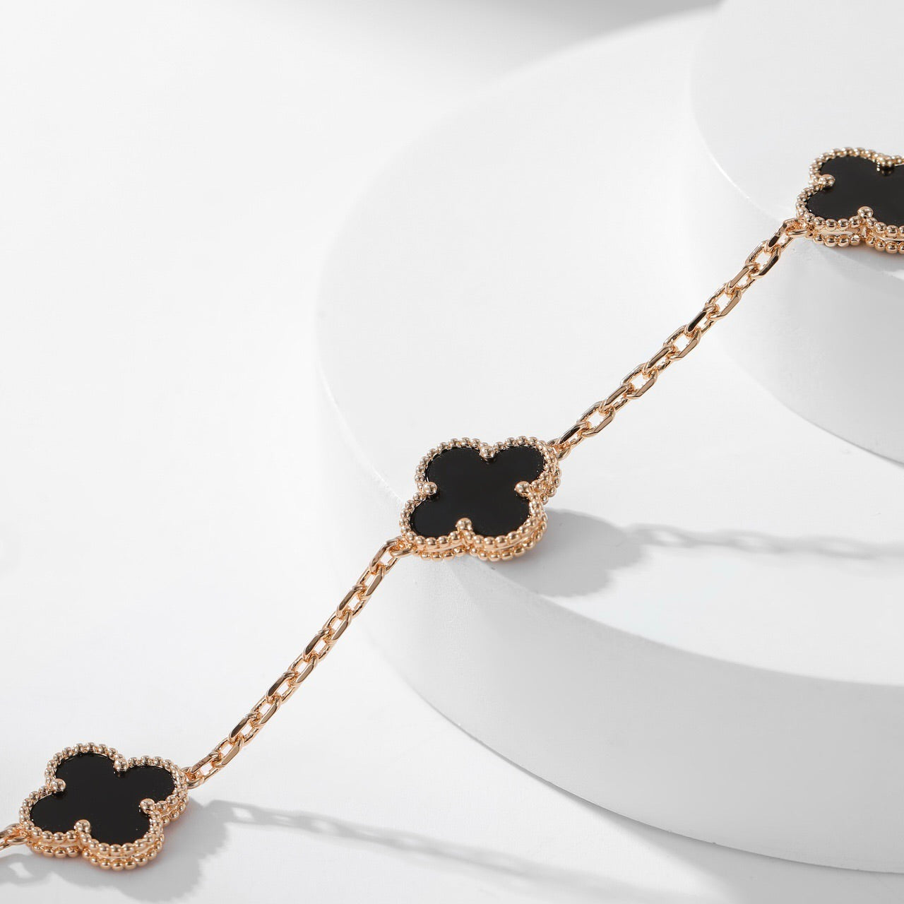 [LuckyStar]CLOVER 10 MOTIFS ONYX NECKLACE