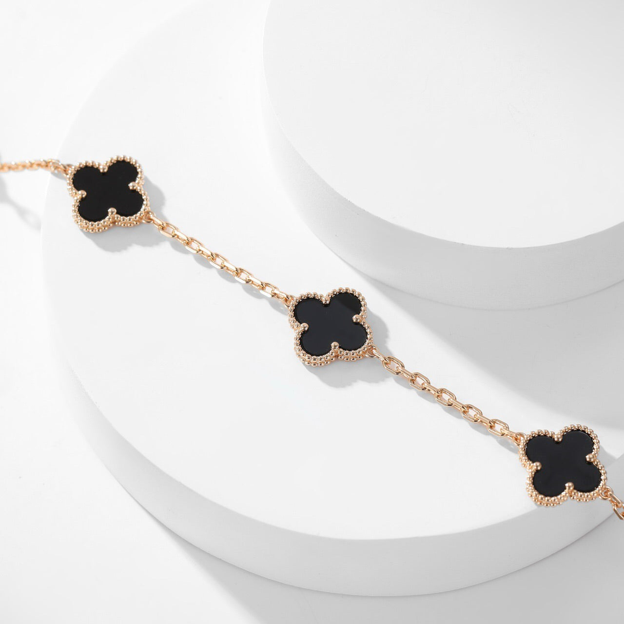 [LuckyStar]CLOVER 10 MOTIFS ONYX NECKLACE