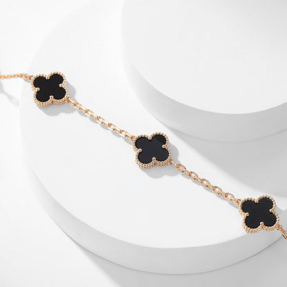 [LuckyStar]CLOVER 10 MOTIFS ONYX NECKLACE