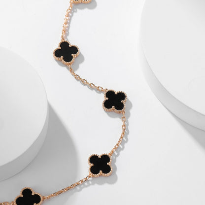 [LuckyStar]CLOVER 10 MOTIFS ONYX NECKLACE