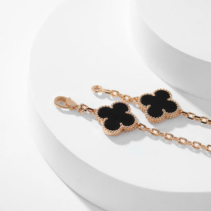 [LuckyStar]CLOVER 10 MOTIFS ONYX NECKLACE