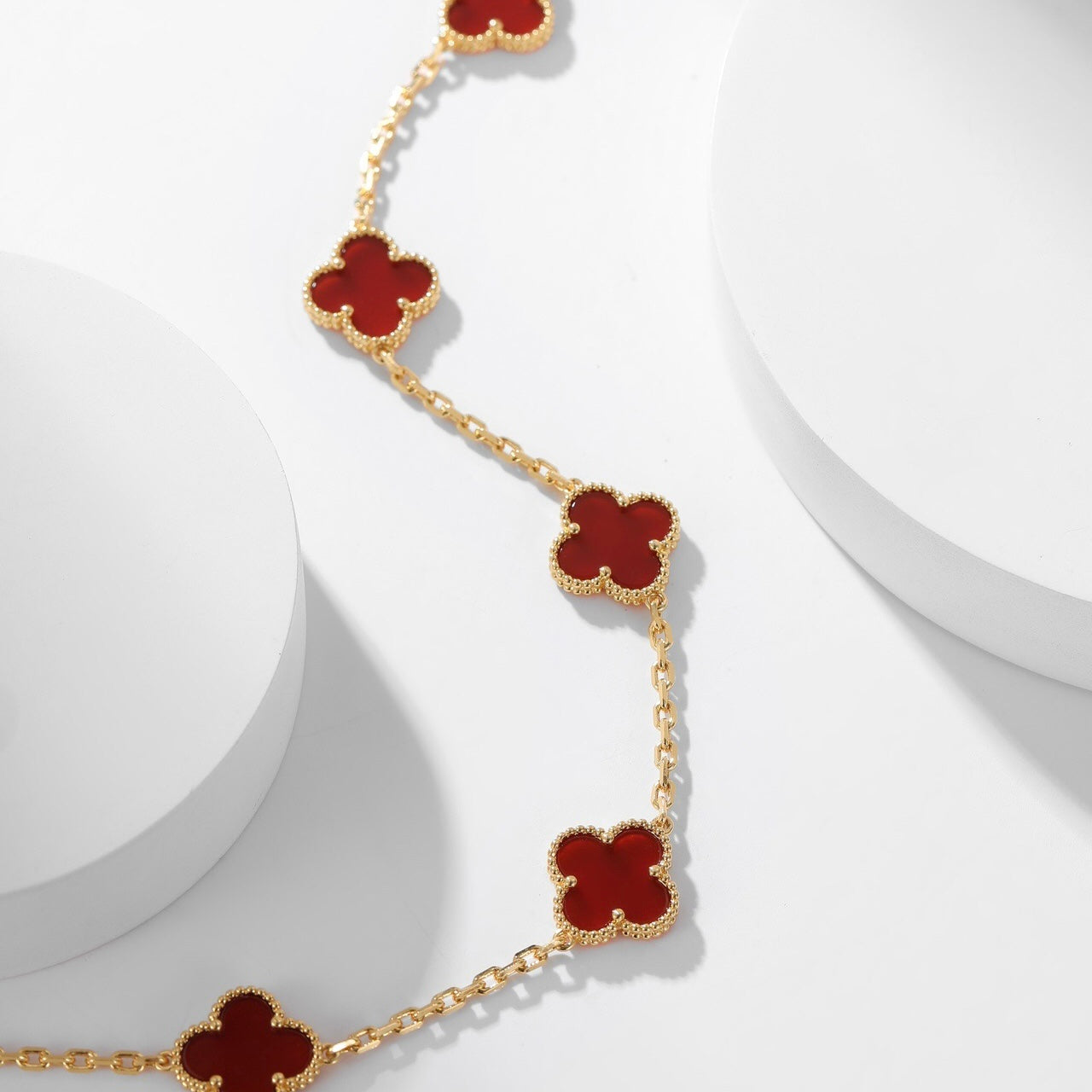 [LuckyStar]CLOVER 10 MOTIFS CARNELIAN NECKLACE