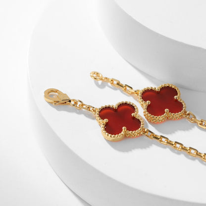 [LuckyStar]CLOVER 10 MOTIFS CARNELIAN NECKLACE