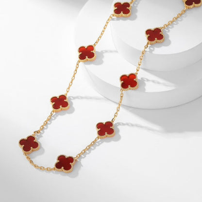 [LuckyStar]CLOVER 10 MOTIFS CARNELIAN NECKLACE