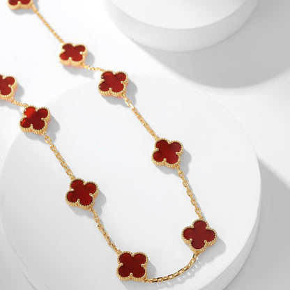 [LuckyStar]CLOVER 10 MOTIFS CARNELIAN NECKLACE
