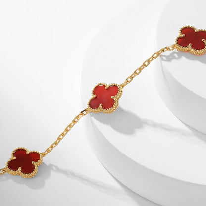 [LuckyStar]CLOVER 10 MOTIFS CARNELIAN NECKLACE